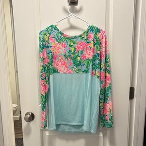 Lilly Pulitzer Floral Long Sleeve Top - Pink and Blue